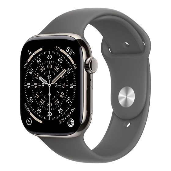 Apple Watch S11 Cellular 46mm Natural Titanium Case with Stone Grey Sport Band - S/M