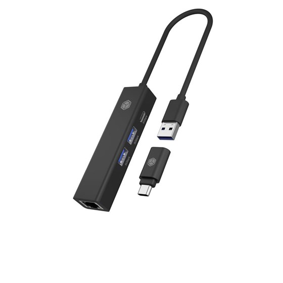 ICYBOX Hub 4 u 1, 2×USB-A 3.2, 1× USB-C, 1× G-LAN (RJ-45) PN: IB-HUB1439-LAN