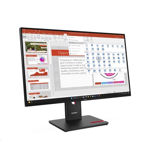 Monitor Lenovo ThinkVision T27i-40, 64A5MAT6EU, 27" FHD, 300cd/m2, IPS, 48-120Hz 4ms, USB, HDMI, DP, VGA, Pivot, Crni, 36mj