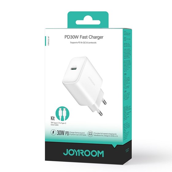 Univerzalni punjač 30W PD USB C Joyroom JR-TCF24 + USB C kabel, bijeli