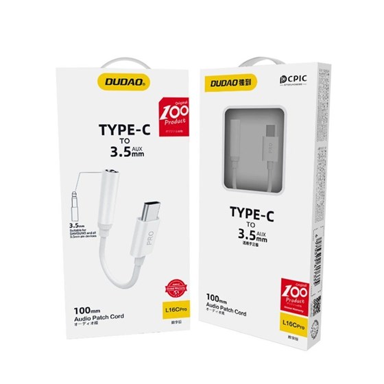 Adapter USB C - 3.5mm Audio, Dudao, bijeli