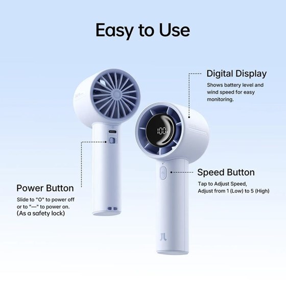 JISU Ručni ventilator F10, Sivi