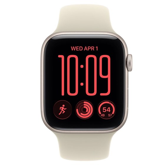 Apple Watch SE3 v2 GPS 44mm Starlight Aluminium Case with Sand Sport Band - S/M