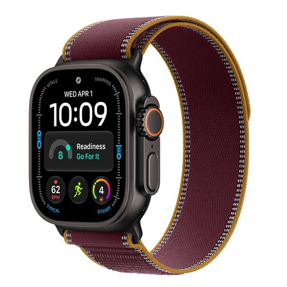 Apple Watch Ultra 4 Cellular 49mm Black Titanium Case with Burgundy Trail Loop - M/L