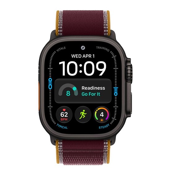 Apple Watch Ultra 4 Cellular 49mm Black Titanium Case with Burgundy Trail Loop - M/L