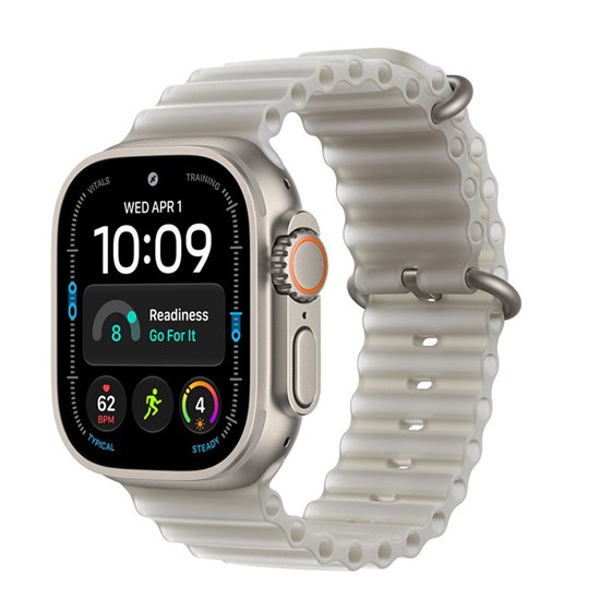 Apple Watch Ultra 4 Cellular 49mm Natural Titanium Case with Translucent Grey Ocean Band