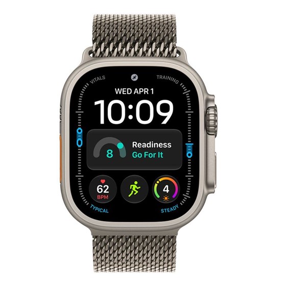 Apple Watch Ultra 4 Cellular 49mm Natural Titanium Case with Natural Titanium Milanese Loop - S