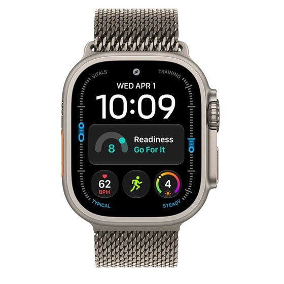 Apple Watch Ultra 4 Cellular 49mm Natural Titanium Case with Natural Titanium Milanese Loop - M