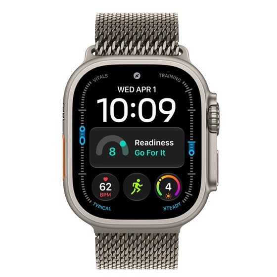 Apple Watch Ultra 4 Cellular 49mm Natural Titanium Case with Natural Titanium Milanese Loop - L