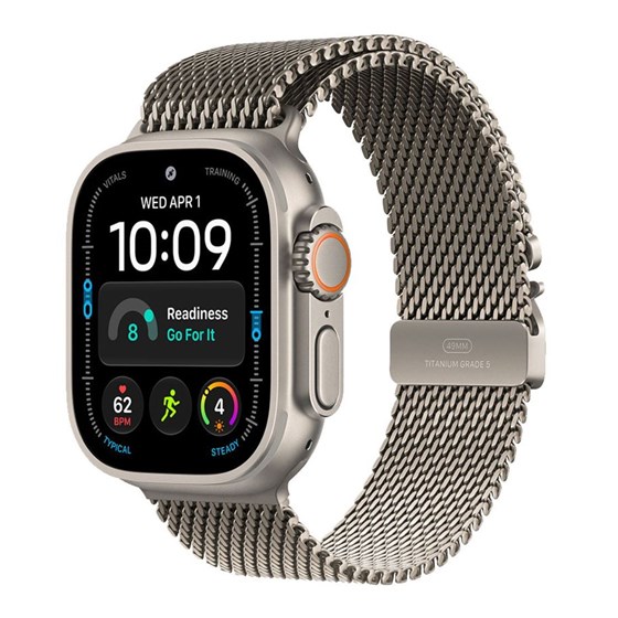 Apple Watch Ultra 4 Cellular 49mm Natural Titanium Case with Natural Titanium Milanese Loop - L