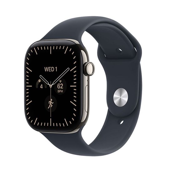 Apple Watch S12 Cellular 42mm Natural Titanium Case with Navy Blue Sport Band - S/M