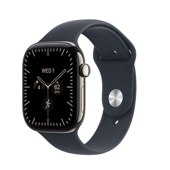Apple Watch S12 Cellular 42mm Natural Titanium Case with Navy Blue Sport Band - M/L