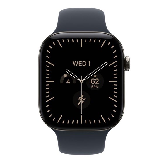 Apple Watch S12 Cellular 46mm Natural Titanium Case with Navy Blue Sport Band - S/M