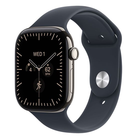 Apple Watch S12 Cellular 46mm Natural Titanium Case with Navy Blue Sport Band - M/L