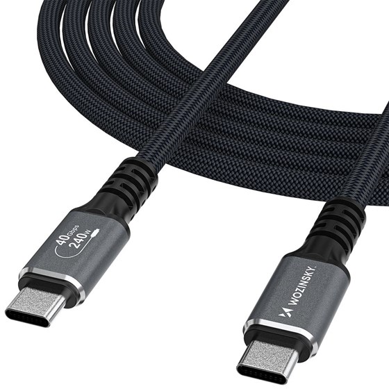 Kabel USB C - USB C 4K 144Hz / 8K 60Hz (DisplayPort Alt mode), 240W 40Gb/s (USB 4), 1m, Wozinsky WPS-UY415S, crni