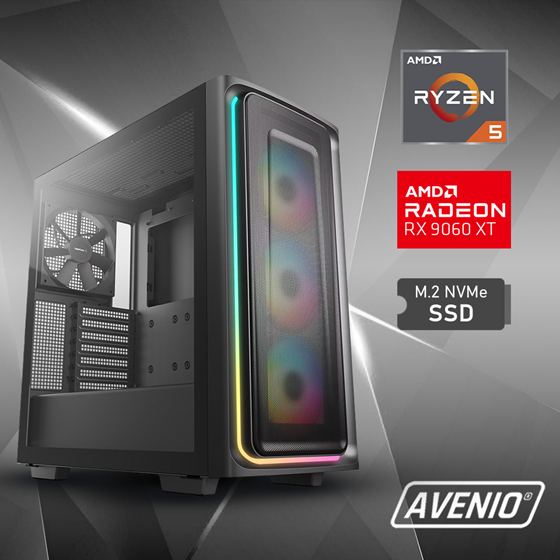 Avenio ProGamer AMD Ryzen 5 7600X3D 4.70GHz 32GB 1TB NVMe SSD W11P WiFi AMD Radeon RX 9060 XT Pulse 16GB GDDR6 P/N: 02243445