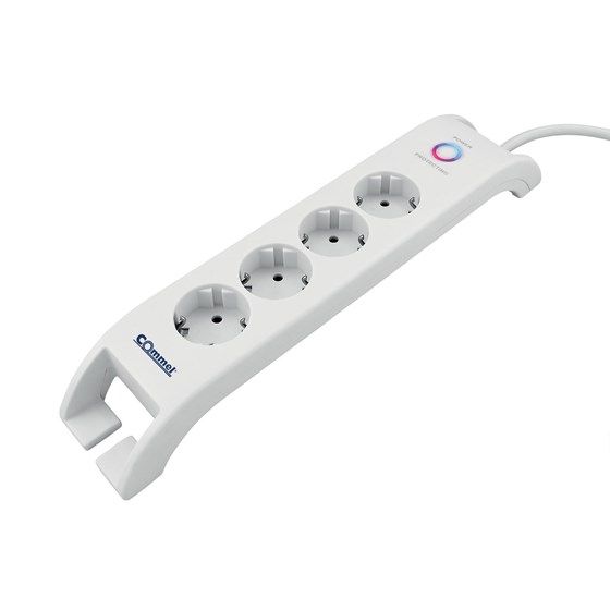 Strujna letva Commel 4 utičnice 2m, 2x USB A, s prenaponskom zaštitom, bijela