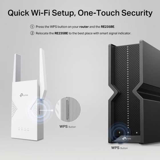 TP-Link RE235BE, BE3600 Dual-Band Wi-Fi 7 Range extender 